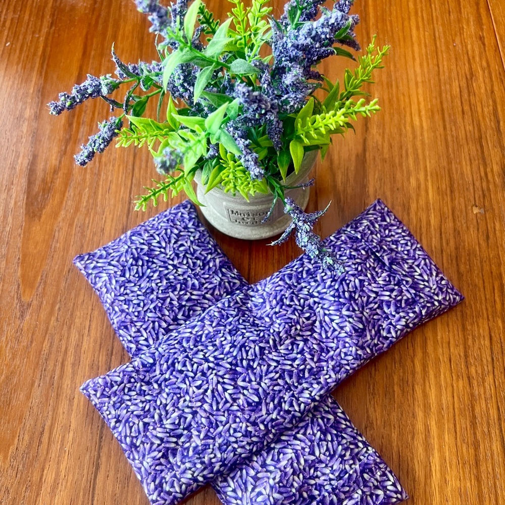 Eye Pillows - Hot Cold Microwavable Bag - Hand Warmers - Lavender & Rice